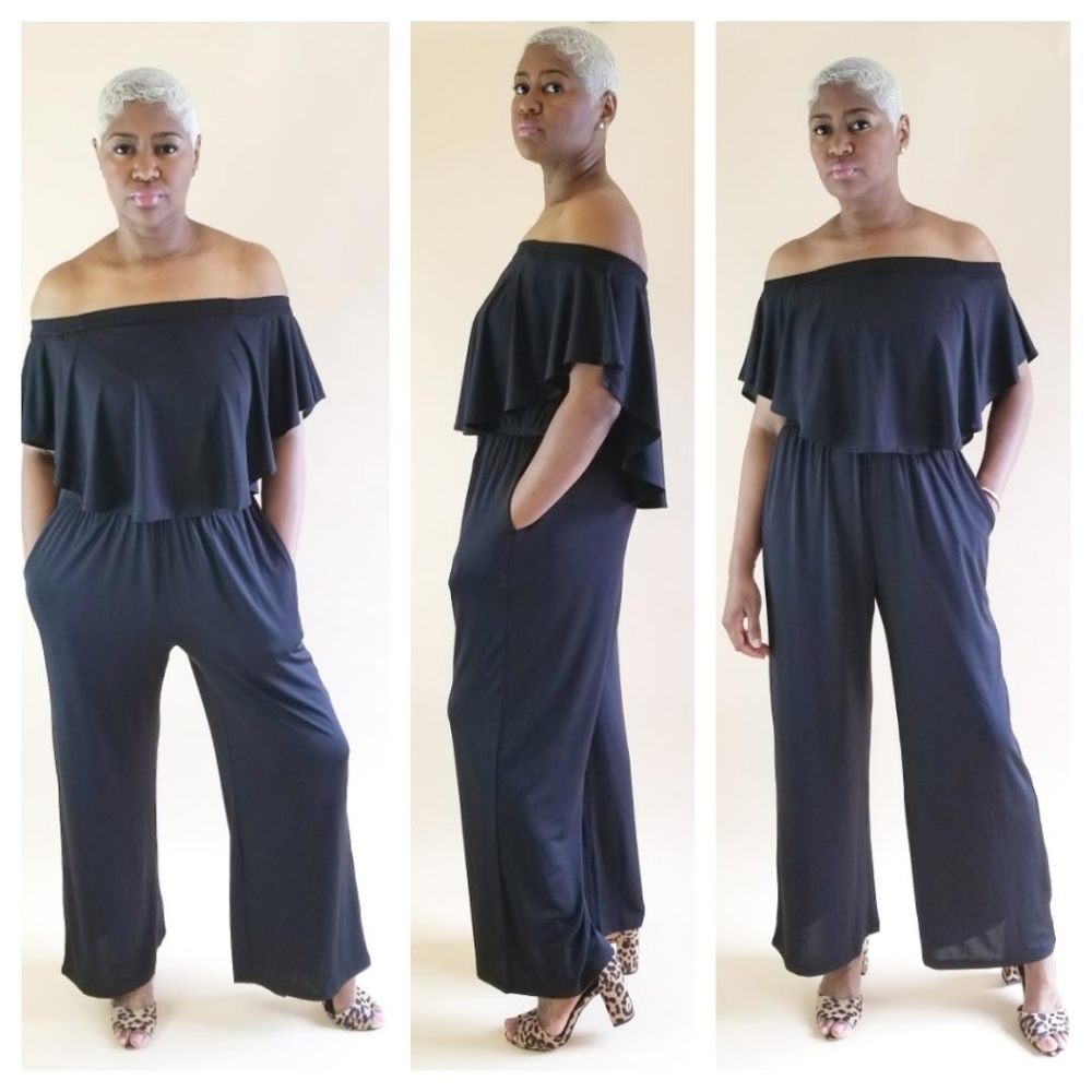Off The Shoulder Layered Jumpsuit Black